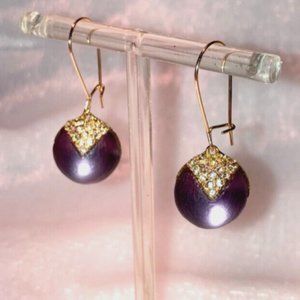 NEW Alexis Bittar Origami Inlay Dangling Sphere Drop Lucite Earrings in Purple